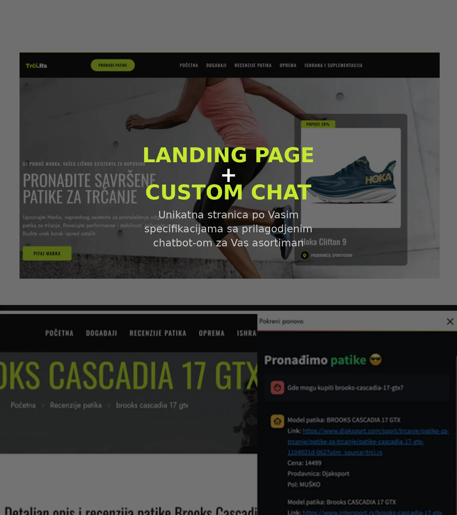 Landing page + custom chat